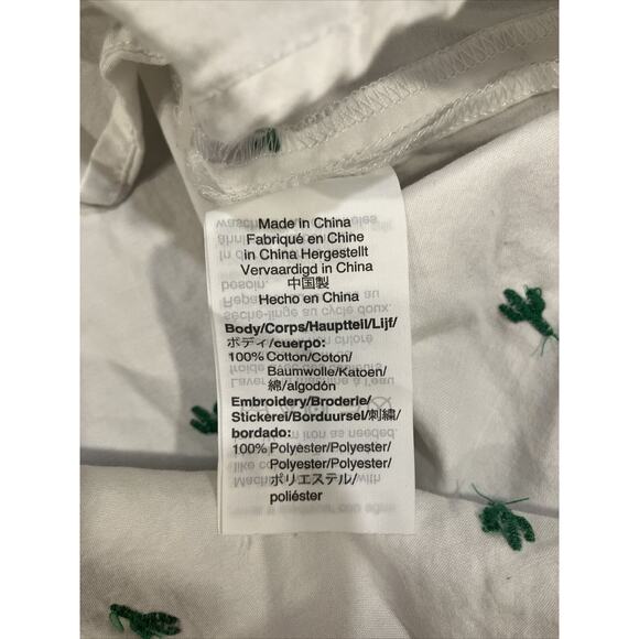 Madewell White Button Down Shirt with small Green 🌵 cacti - Picture 4 of 7